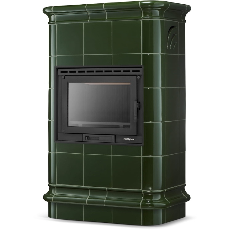 Tegelkachel - houtkachel - 13kW - keramisch - ROMA - olijfgroen