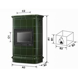 Tegelkachel - houtkachel - 13kW - keramisch - ROMA - olijfgroen
