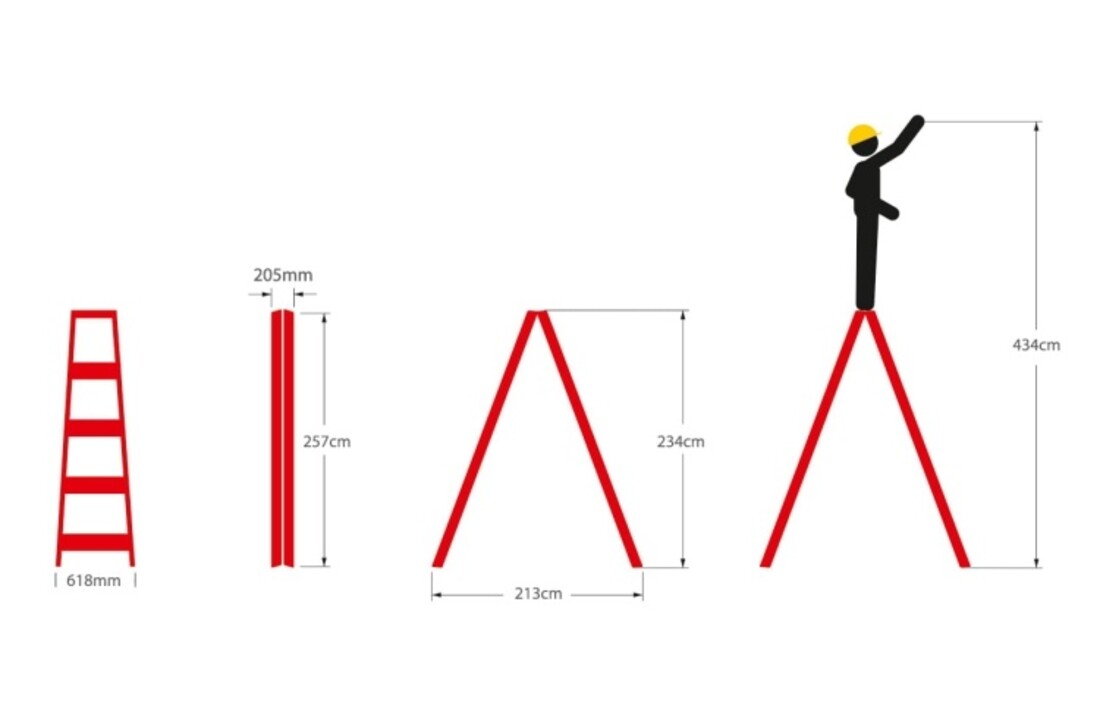 Aloss Dubbele Montage ladder - Werkhoogte 4,34m