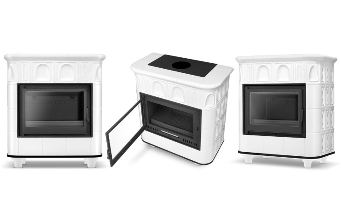 Kachel Graz HIGHER met keramische omkasting - Wit