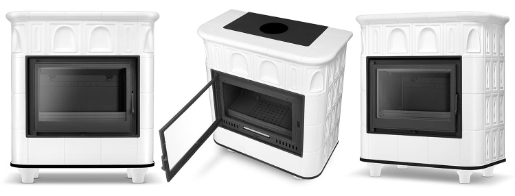 Kachel Graz HIGHER met keramische omkasting - Wit