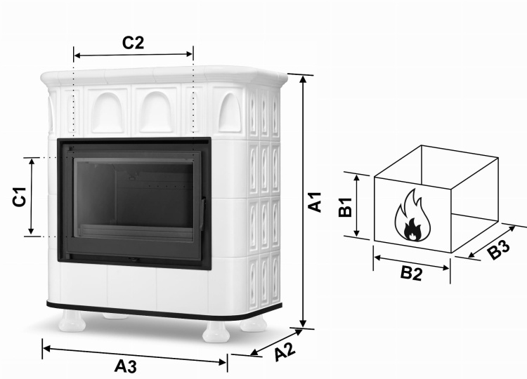 Kachel Graz HIGHER met keramische omkasting - Wit