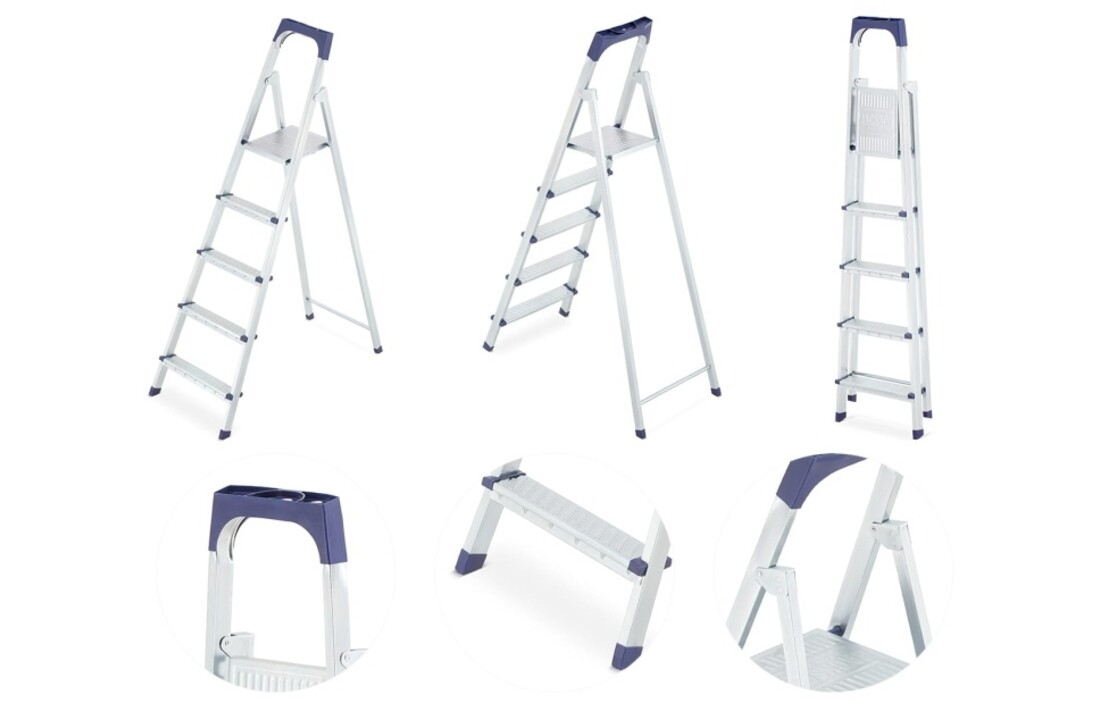 HIGHER S11 huishoudladder, 5 treden, enkelzijdig
