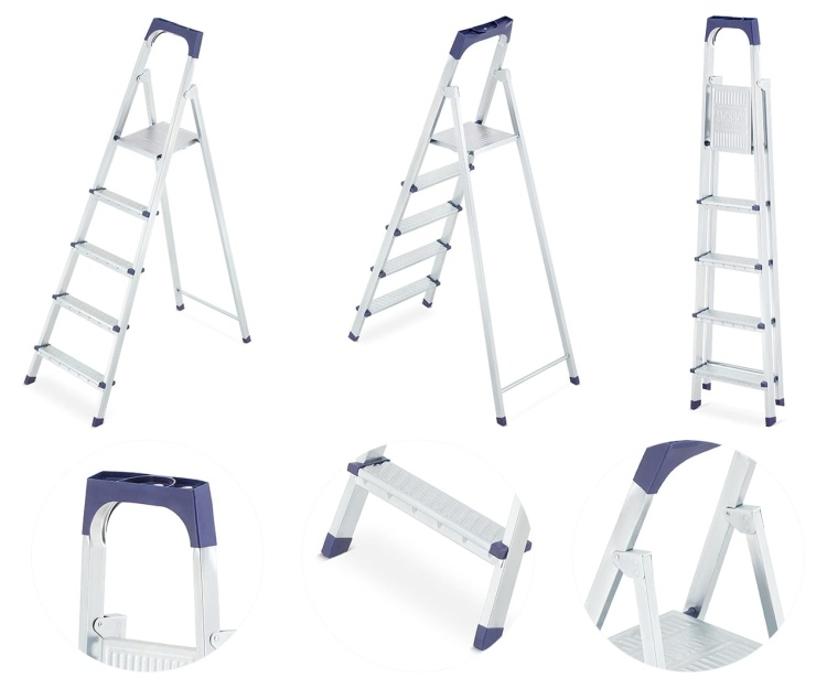 HIGHER S11 huishoudladder, 5 treden, enkelzijdig