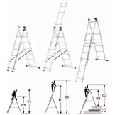 HIGHER Multifunctionele Aluminium Ladder 3x7, 5,60m, 150kg + Haak