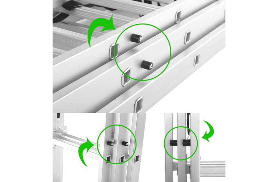 HIGHER Multifunctionele Aluminium Ladder 3x7, 5,60m, 150kg + Haak