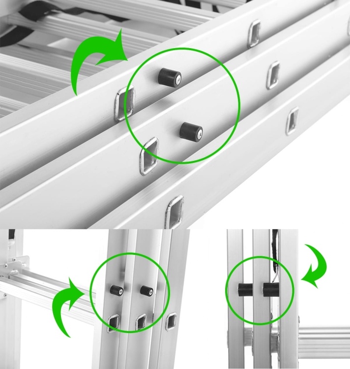 HIGHER Multifunctionele Aluminium Ladder 3x7, 5,60m, 150kg + Haak