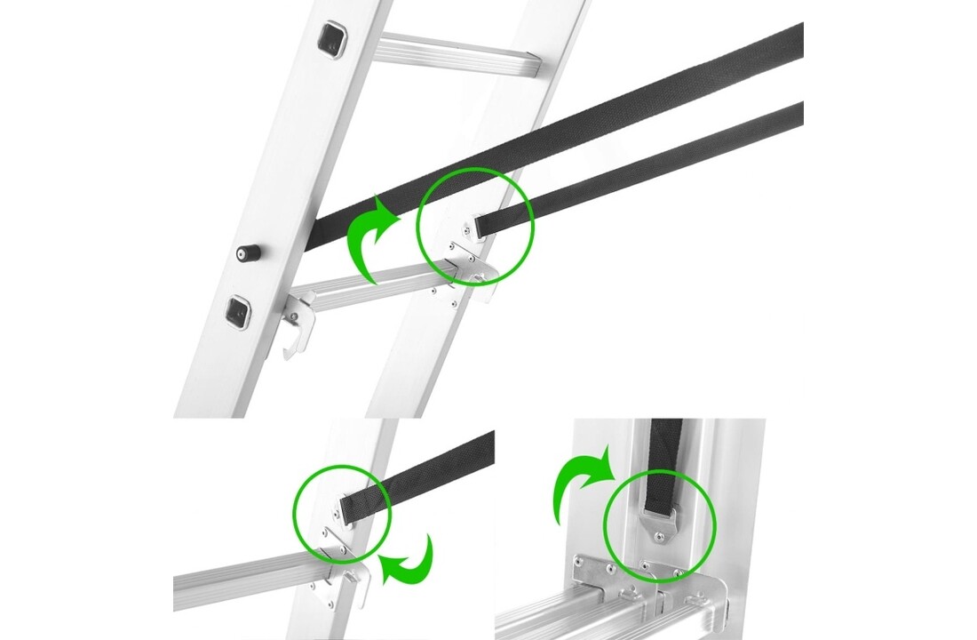 HIGHER Multifunctionele Aluminium Ladder 3x7, 5,60m, 150kg + Haak
