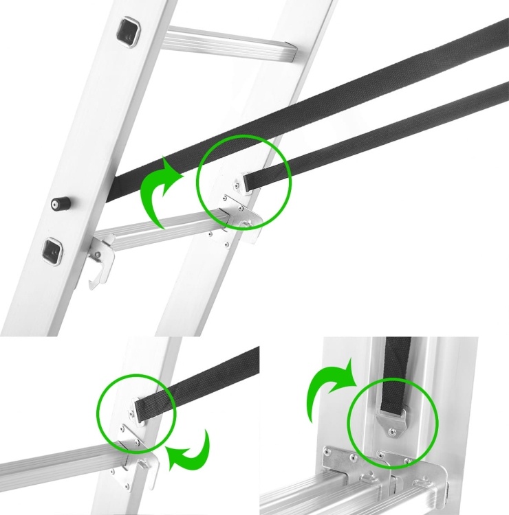 HIGHER Multifunctionele Aluminium Ladder 3x7, 5,60m, 150kg + Haak
