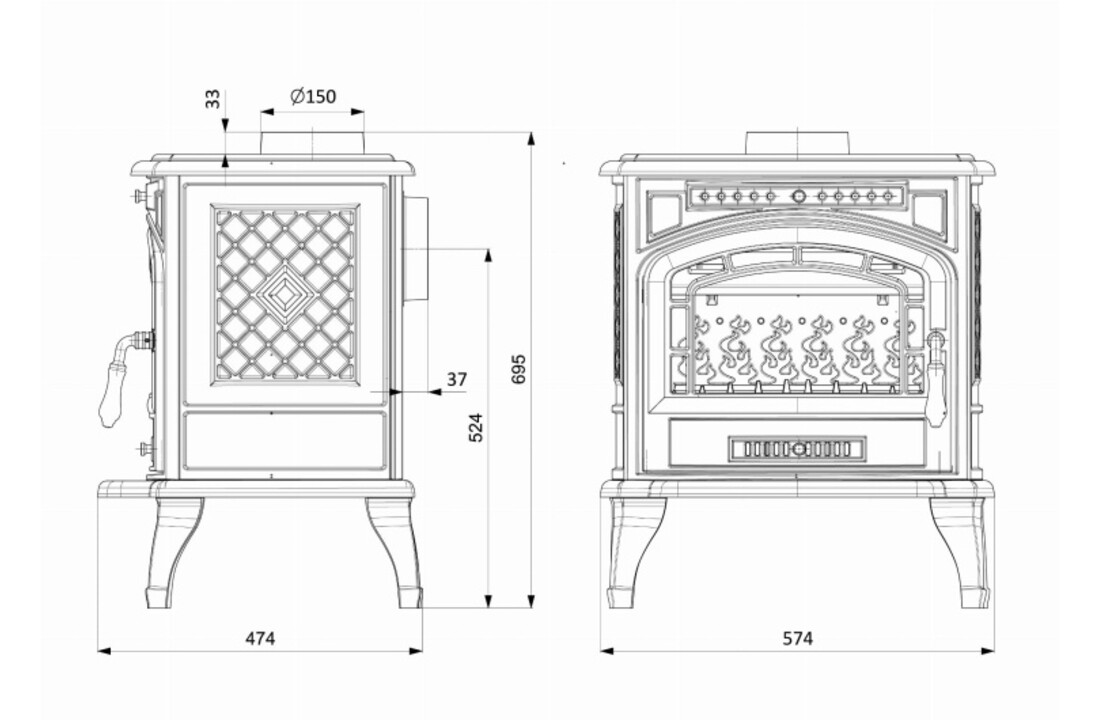 KAWMET P7 ECO gietijzeren kachel 9,3 kW