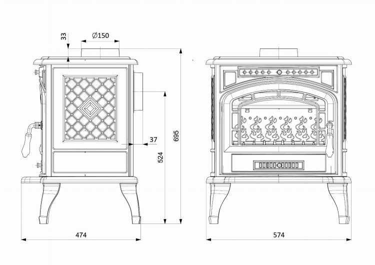 Houtkachel - 9,3 kW - KAWMET P7 ECO - gietijzer