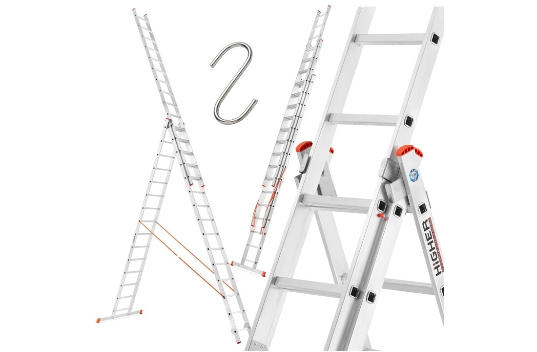 HIGHER Professionele Multifunctionele Aluminium Ladder 3x15 S-7315