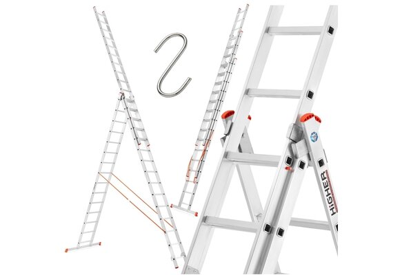 HIGHER Professionele Multifunctionele Aluminium Ladder 3x15 S-7315