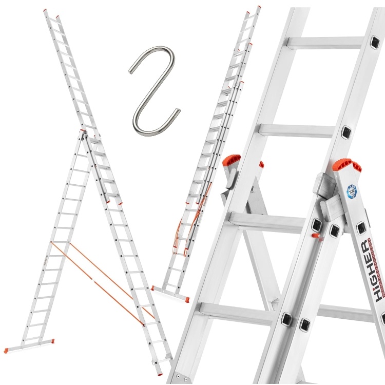 HIGHER Professionele Multifunctionele Aluminium Ladder 3x15 S-7315