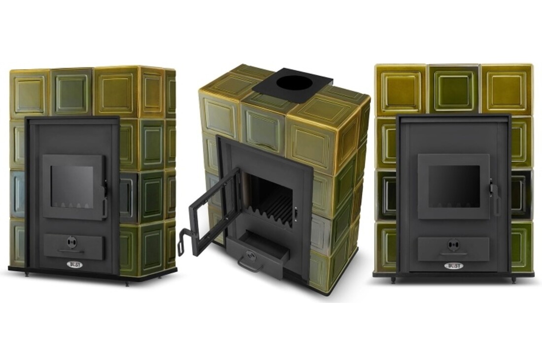 CV houtkachel met watermantel - 14 kW - SEVILLA - olijfgroen