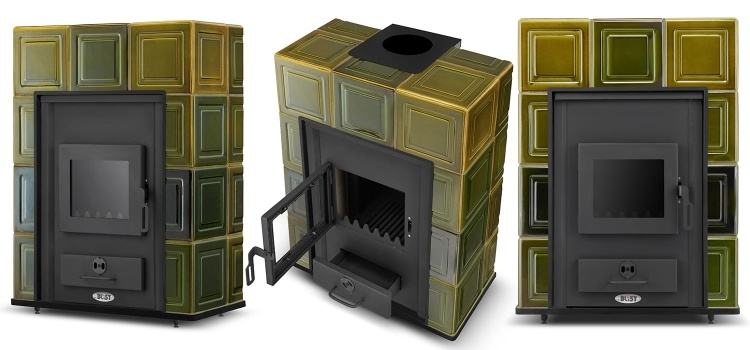 CV houtkachel met watermantel - 14 kW - SEVILLA - olijfgroen
