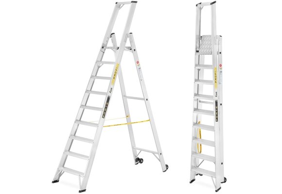 Magazijntrap - 9 treden + platform - 3,90 m - met wielen