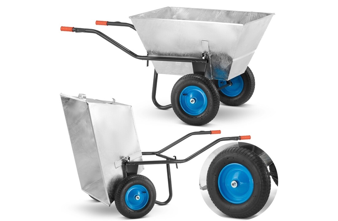 HIGHER Dubbelwielige Kruiwagen 250L / 420kg Verzinkt