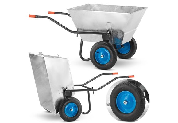 HIGHER Dubbelwielige Kruiwagen 250L / 420kg Verzinkt