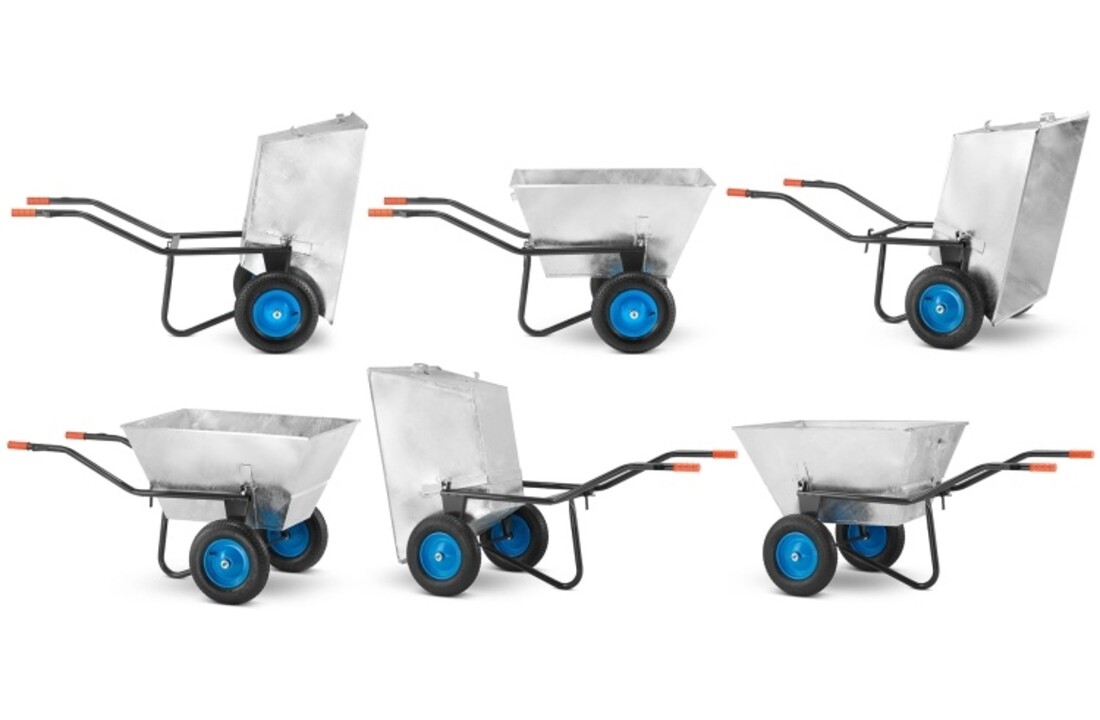 HIGHER Dubbelwielige Kruiwagen 250L / 420kg Verzinkt