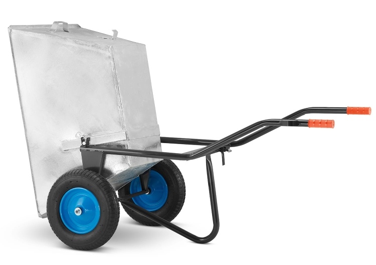 Kruiwagen 250L - met 2 wielen - verzinkt staal - tot 420 kg
