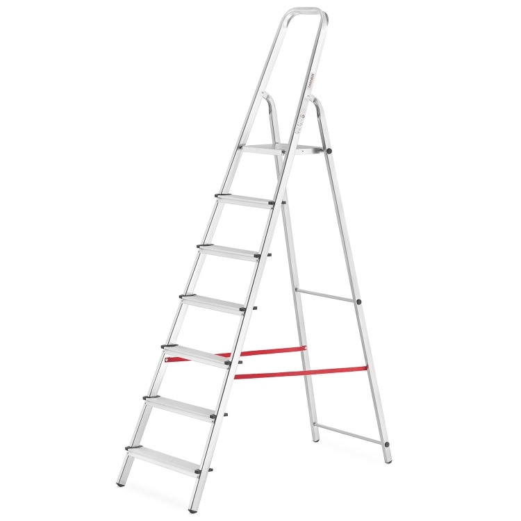 Huishoudtrap - 7 treden - aluminium - werkhoogte 3,40 m