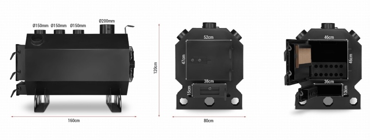 Luchtverwarmingskachel OKTAGON 45 kW met ventilator