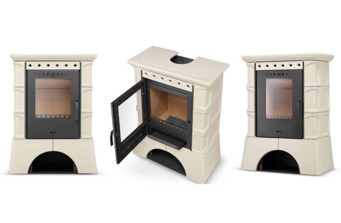 Tegelkachel houtkachel - 10kW - vrijstaand - ATOL - cappuccino