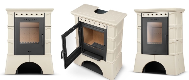 Tegelkachel houtkachel - 10kW - vrijstaand - ATOL - cappuccino