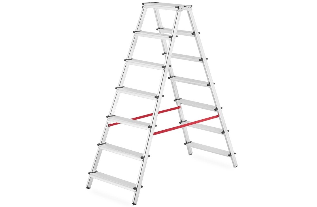 Dubbelzijdige huishoudtrap HIGHER 2x7 treden - 3,5 m