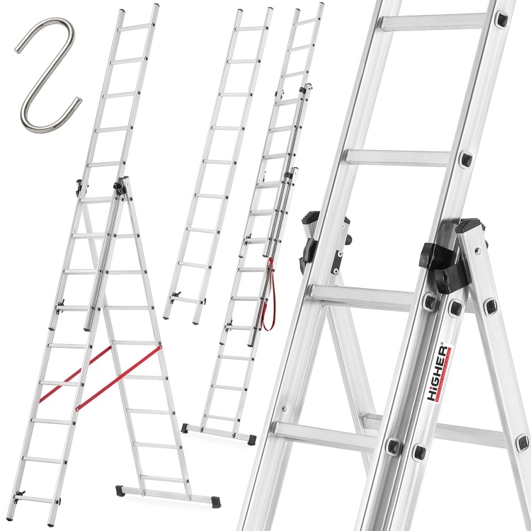 HIGHER 3x9 Aluminium Universele Ladder + GRATIS Haak
