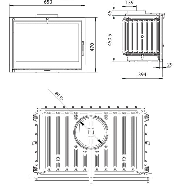 Inbouwhaard - 11,9 kW - FERGUSS FGS LUX 18 - zonder CDP - zwart