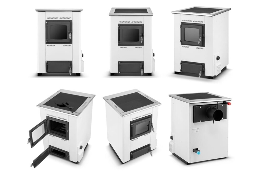 Kachel TEMY ES 25 kW Wit - 5e Klasse, 2-in-1 Ketel & Houtkachel