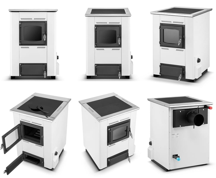 Kachel TEMY ES 25 kW Wit - 5e Klasse, 2-in-1 Ketel & Houtkachel