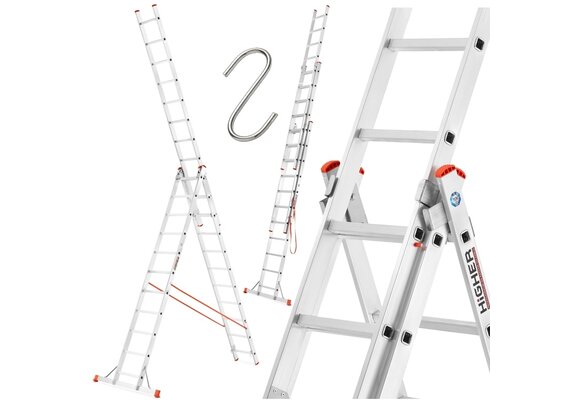 HIGHER 73PRO Professionele Aluminium Multifunctionele Ladder 3x12