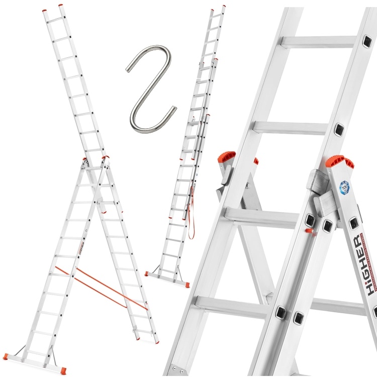 HIGHER 73PRO Professionele Aluminium Multifunctionele Ladder 3x12