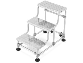 HIGHER 3-treden Alum. Magazijnladder met wielen