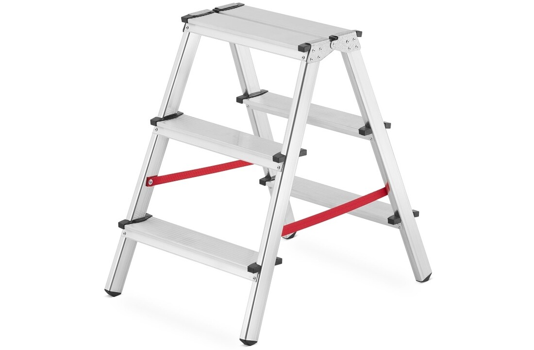 HIGHER Dubbelzijdige Huishoudladder 2x3 treden - Werkhoogte 2,65m