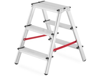 HIGHER Dubbelzijdige Huishoudladder 2x3 treden - Werkhoogte 2,65m