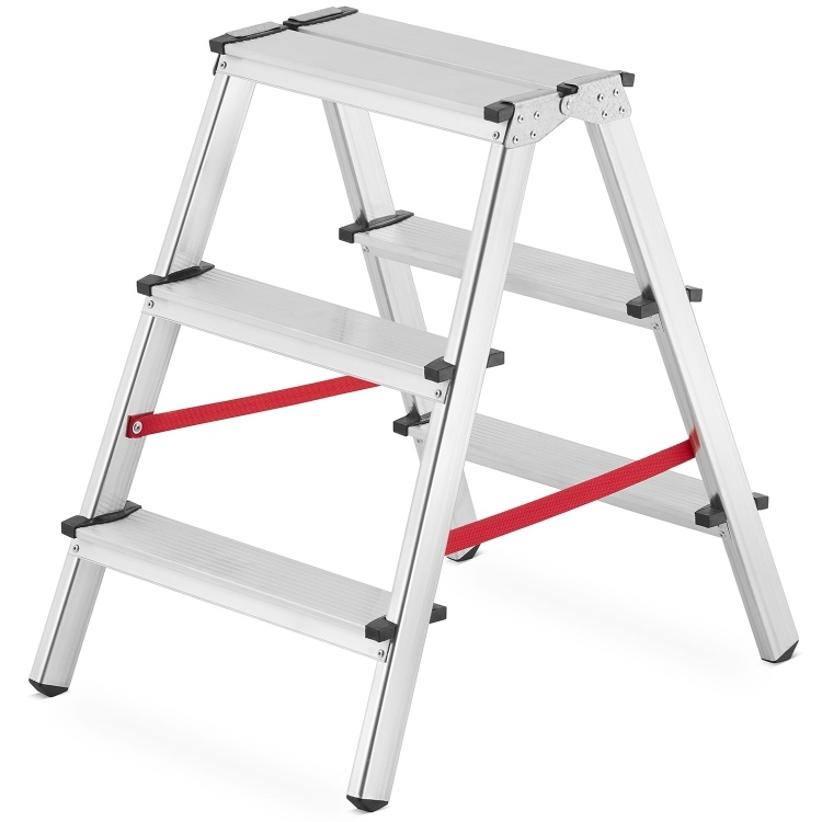 HIGHER Dubbelzijdige Huishoudladder 2x3 treden - Werkhoogte 2,65m