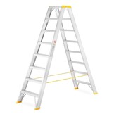 Huishoudtrap - dubbelzijdig - 2x 8 treden - aluminium - 3,70 m