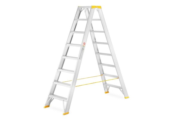 Huishoudtrap - dubbelzijdig - 2x 8 treden - aluminium - 3,70 m