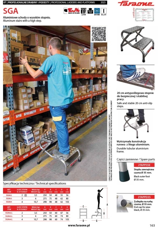 Aluminium trapladder FARAONE SGA03 - 3 treden