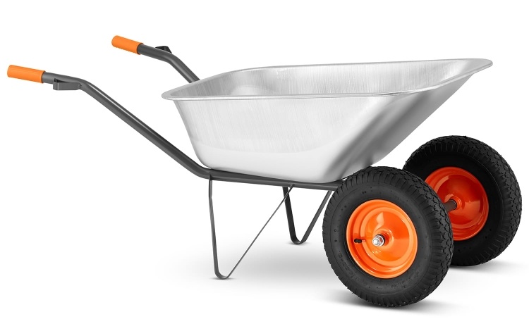 Kruiwagen HIGHER Koleba Dubbele Wielen 140L 380kg Verzinkt