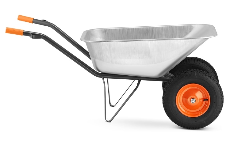 Kruiwagen HIGHER Koleba Dubbele Wielen 140L 380kg Verzinkt