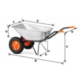 Kruiwagen 140L - met 2 wielen - gegalvaniseerd - tot 380 kg