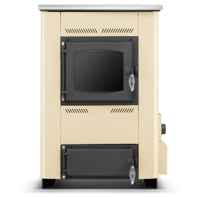 CV houtkachel met kookplaat - 15 kW - TEMY ES 15 - beige