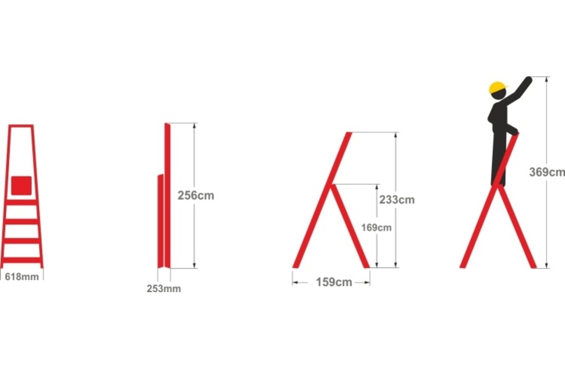 ALOSS 9308 montagéladder, werkhoogte 3,69 m