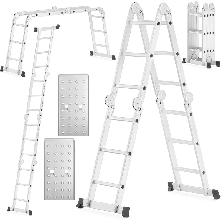Multifunctionele Scharnierladder 4x3 met Werkplatform | 150 kg