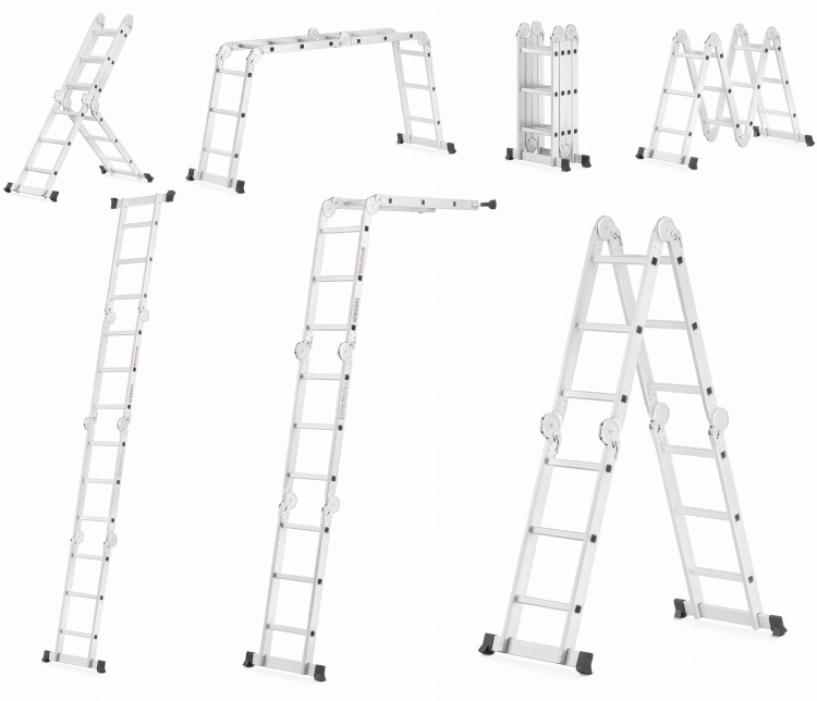 Multifunctionele Scharnierladder 4x3 met Werkplatform | 150 kg